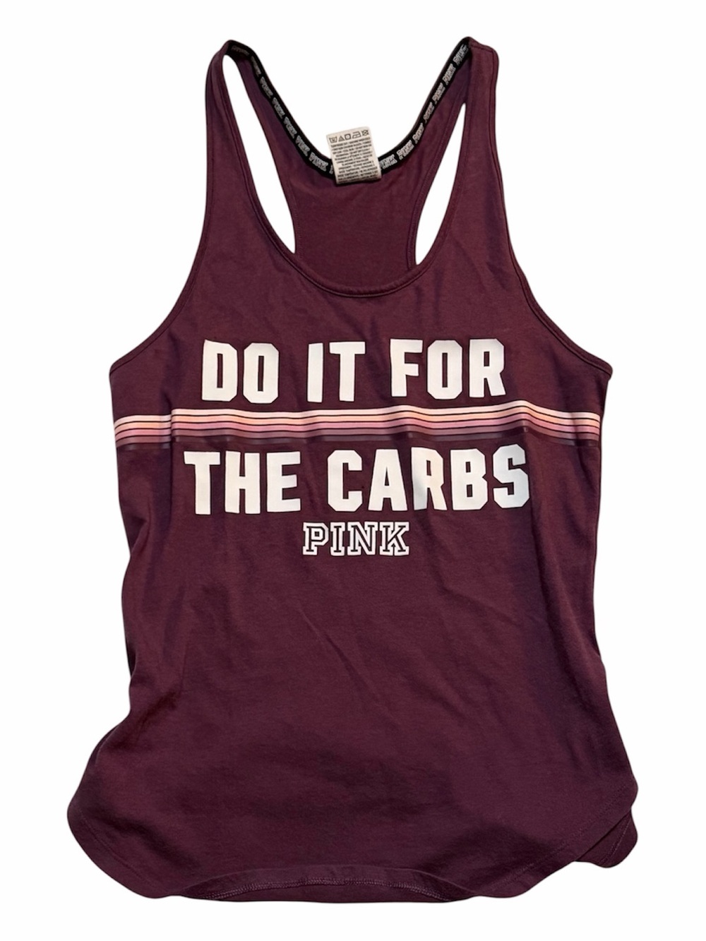 Victoria's Secret PINK Maroon Racerback Tank with “Do It for the Carbs” Size XS